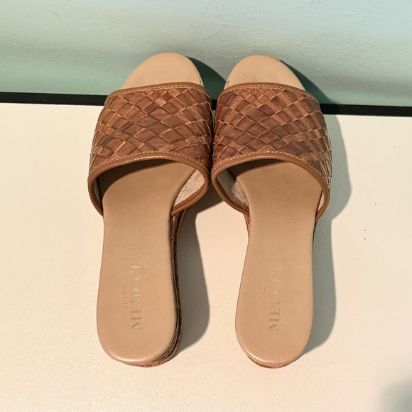 Sesto Meucci Cork Leather Platform Slides 8 Good Condition - Picture 5 of 6